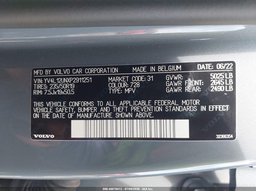 2023 Volvo Xc40 B5 Plus Bright Theme VIN: YV4L12UNXP2911251 Lot: 45576413