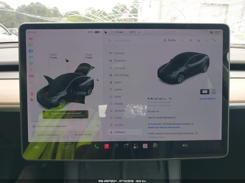 2021 Tesla Model Y Long Range Dual Motor All-Wheel Drive VIN: 5YJYGAEE1MF292113 Lot: 45576521