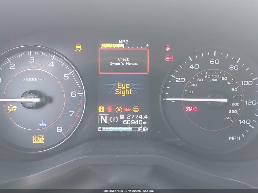 2020 SUBARU XV SPORT UTILITY VEHICLE 2.0L H-4 DI, DOHC, VVT, 152HP
