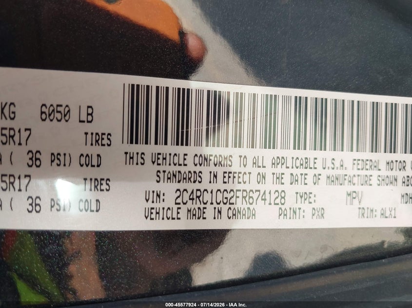2015 Chrysler Town & Country Touring-L VIN: 2C4RC1CG2FR674128 Lot: 45577924