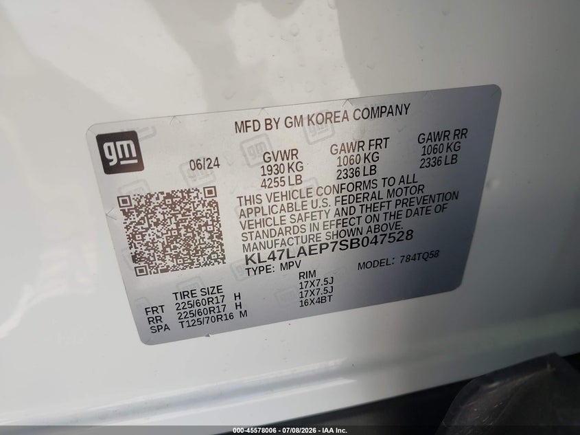 2025 Buick Envista Preferred Fwd VIN: KL47LAEP7SB047528 Lot: 45578006