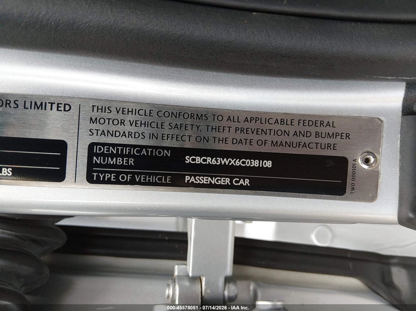 2006 Bentley Continental Gt VIN: SCBCR63WX6C038108 Lot: 45578051