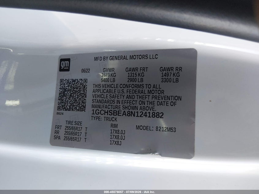 2022 Chevrolet Colorado 2Wd Long Box Wt VIN: 1GCHSBEA8N1241882 Lot: 45578057