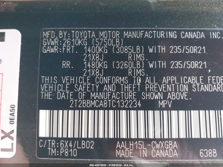 2026 LEXUS RX SPORT UTILITY VEHICLE 2.5L I-4 DI, DOHC, VVT, 183HP