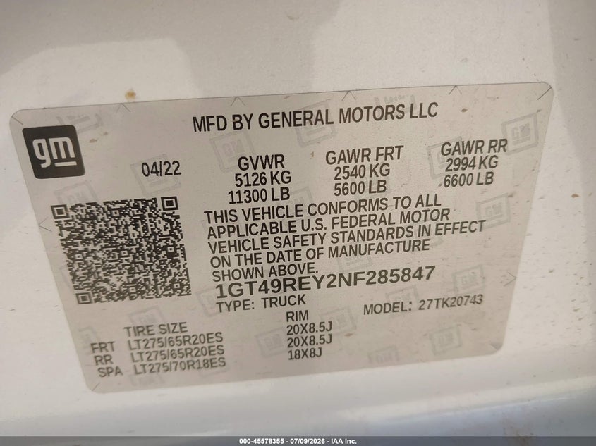 2022 GMC SIERRA PICKUP N/A