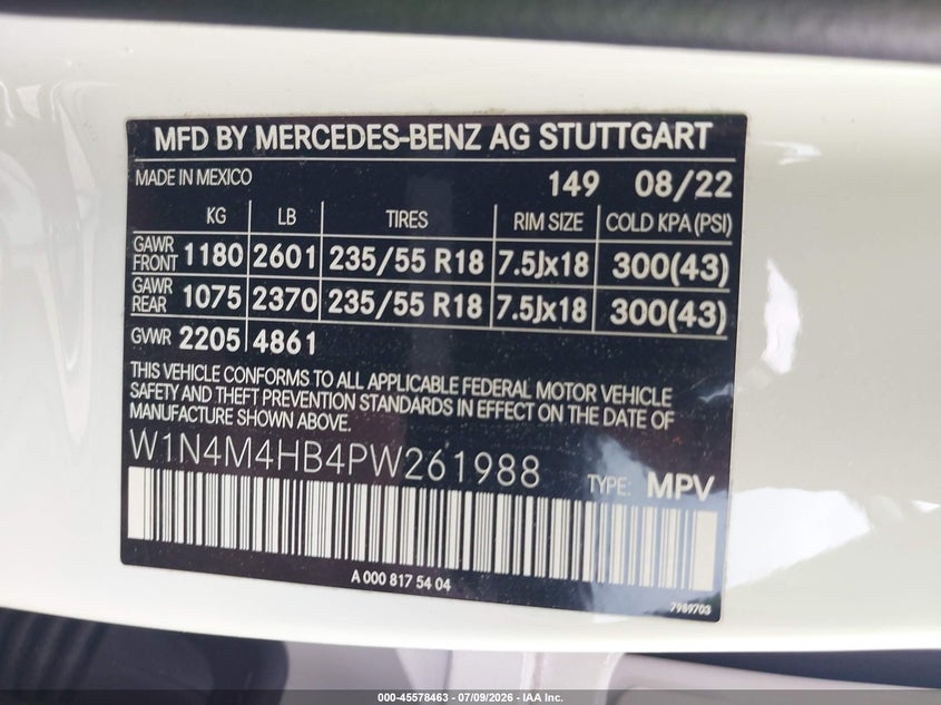 2023 Mercedes-Benz Glb 250 4Matic VIN: W1N4M4HB4PW261988 Lot: 45578463