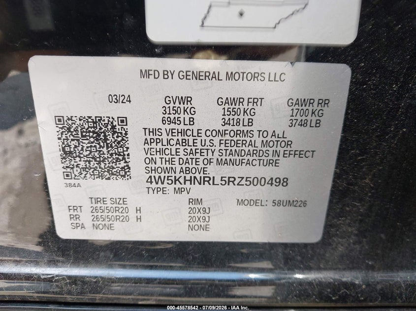 2024 Acura Zdx A-Spec VIN: 4W5KHNRL5RZ500498 Lot: 45578542
