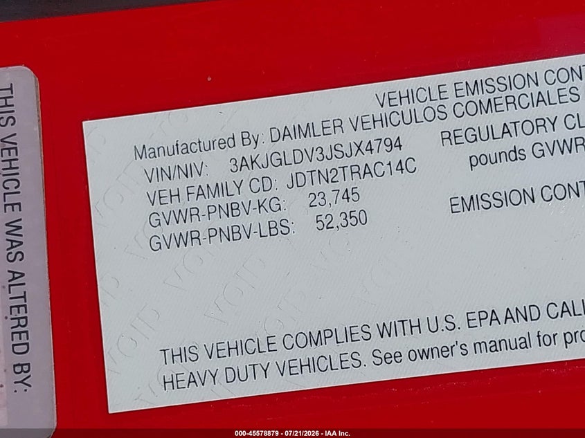 2018 OTHER FREIGHTLINER CASCADIA 125 TRUCK N/A