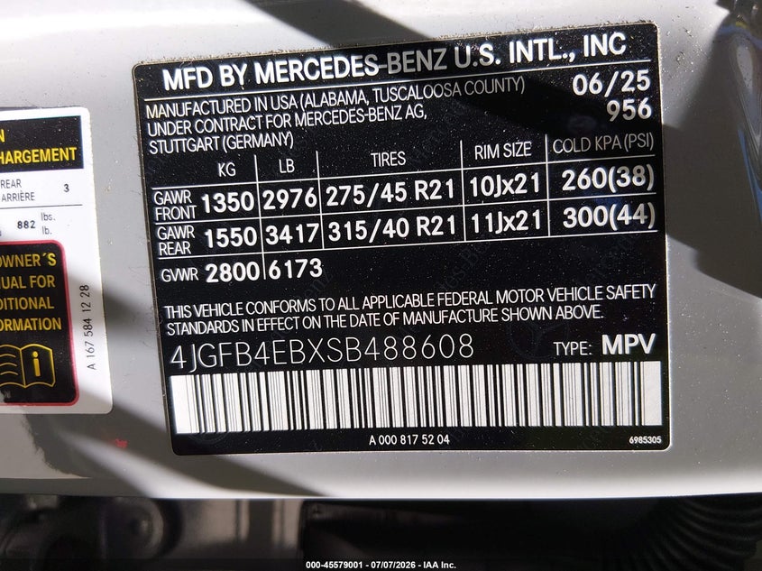 2025 Mercedes-Benz Gle 350 VIN: 4JGFB4EBXSB488608 Lot: 45579001