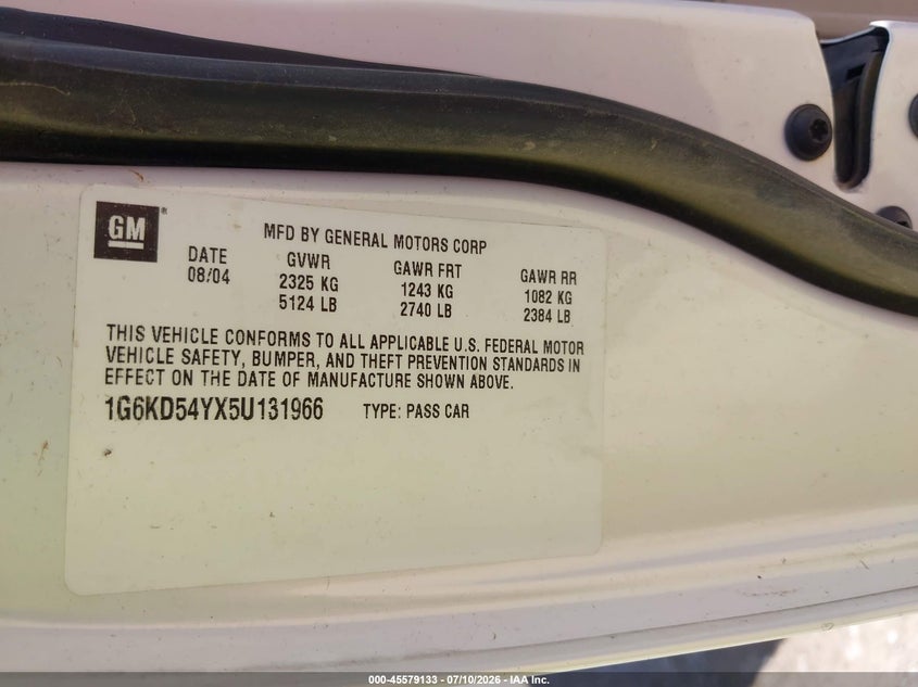 2005 Cadillac Deville Livery Pkg VIN: 1G6KD54YX5U131966 Lot: 45579133
