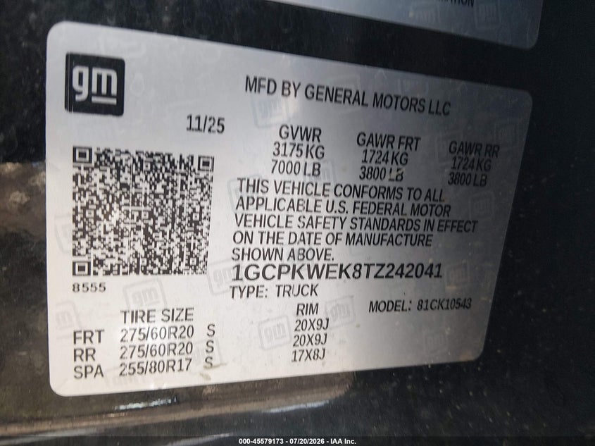 2026 Chevrolet Silverado 1500 4Wd Short Bed Rst VIN: 1GCPKWEK8TZ242041 Lot: 45579173