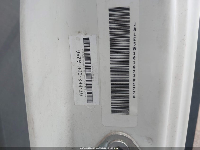 2016 Isuzu Dsl Reg At VIN: JALE5W161G7301776 Lot: 45579430