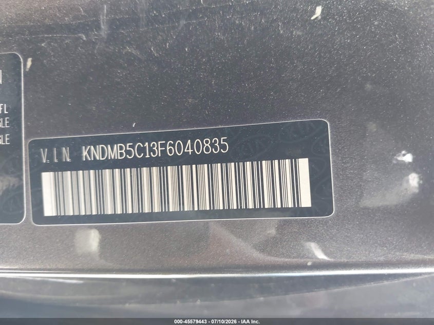 2015 Kia Sedona Lx VIN: KNDMB5C13F6040835 Lot: 45579443