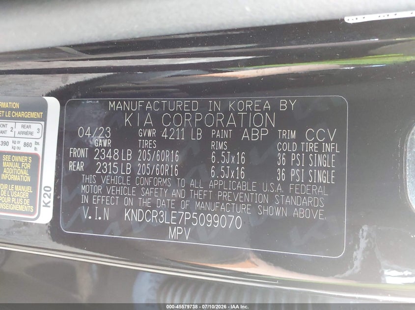 2023 Kia Niro Ex VIN: KNDCR3LE7P5099070 Lot: 45579738