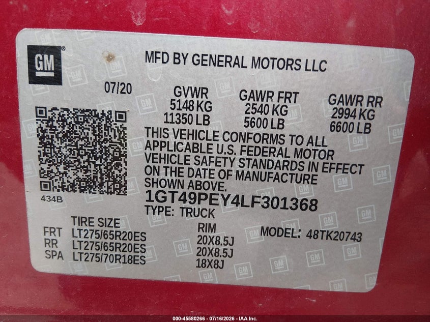2020 GMC SIERRA 2500HD auction photo 8