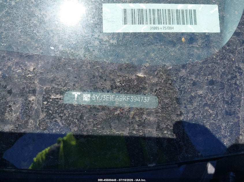 2019 Tesla Model 3 Long Range/Mid Range/Standard Range/Standard Range Plus VIN: 5YJ3E1EA9KF394737 Lot: 45580448
