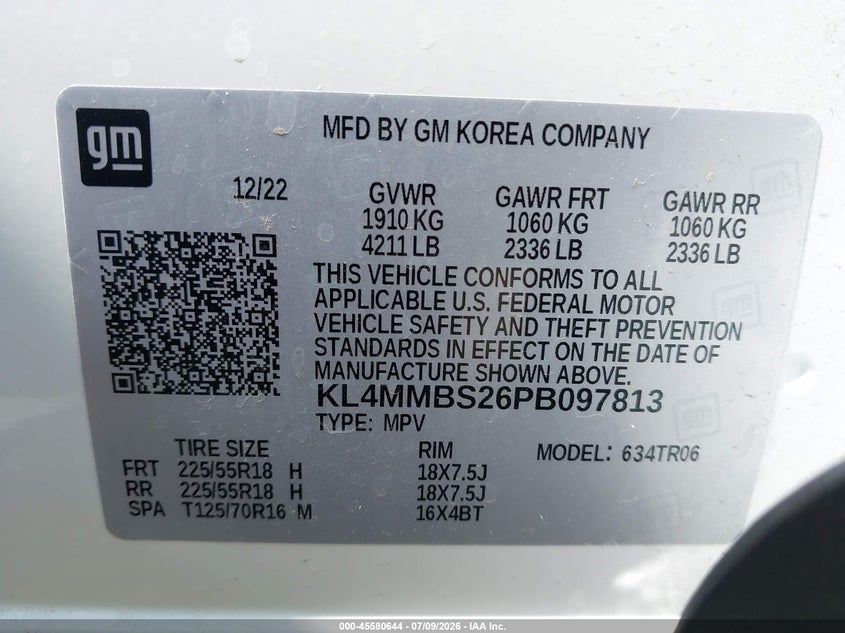 2023 Buick Encore Gx Preferred Fwd VIN: KL4MMBS26PB097813 Lot: 45580644