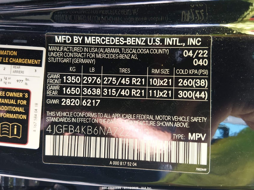 2022 Mercedes-Benz Gle 350 4Matic VIN: 4JGFB4KB6NA722113 Lot: 45580899