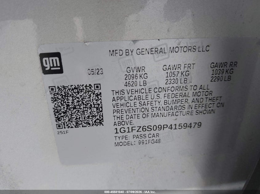 2023 Chevrolet Bolt Euv Fwd Premier VIN: 1G1FZ6S09P4159479 Lot: 45581040