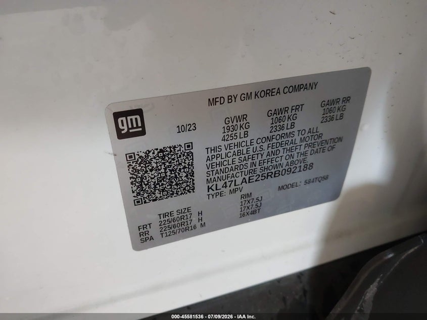 2024 Buick Envista Preferred Fwd VIN: KL47LAE25RB092188 Lot: 45581536