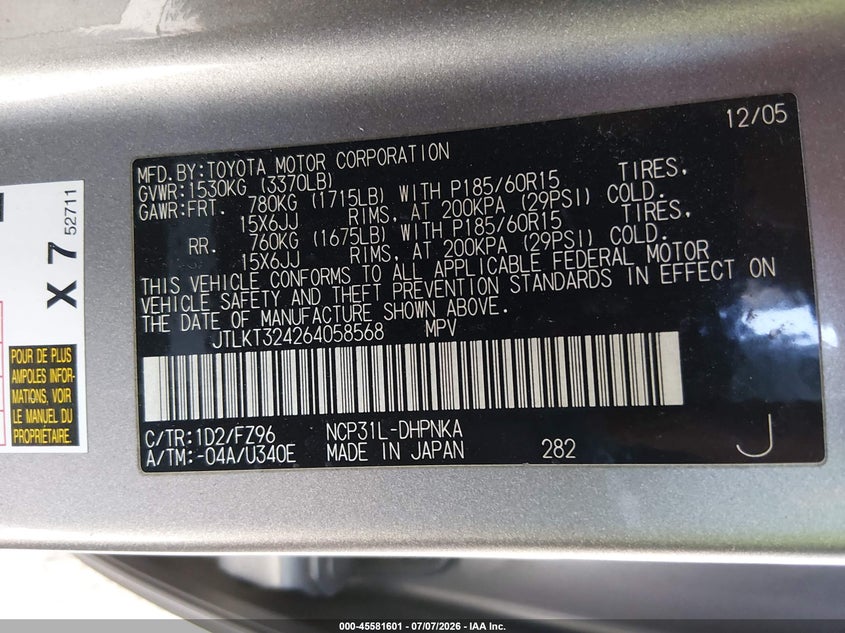 2006 Scion Xb VIN: JTLKT324264058568 Lot: 45581601