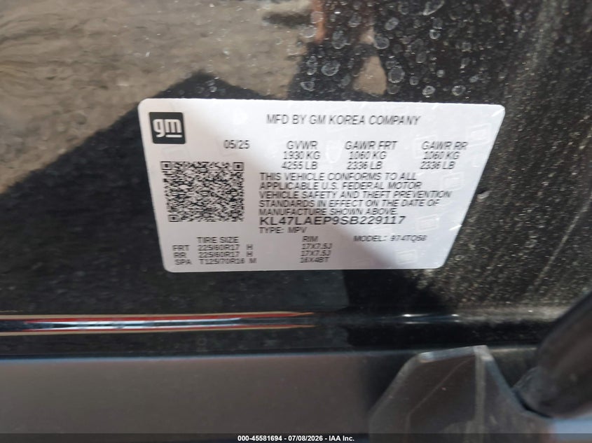 2025 Buick Envista Preferred Fwd VIN: KL47LAEP9SB229117 Lot: 45581694
