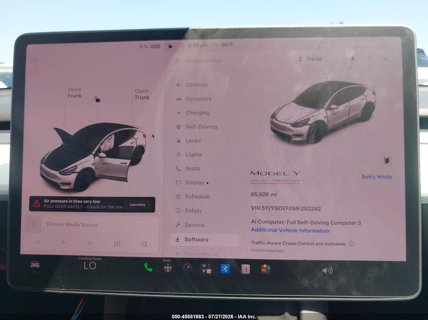 TESLA MODEL Y 2021 VIN 5YJYGDEF0MF252292
