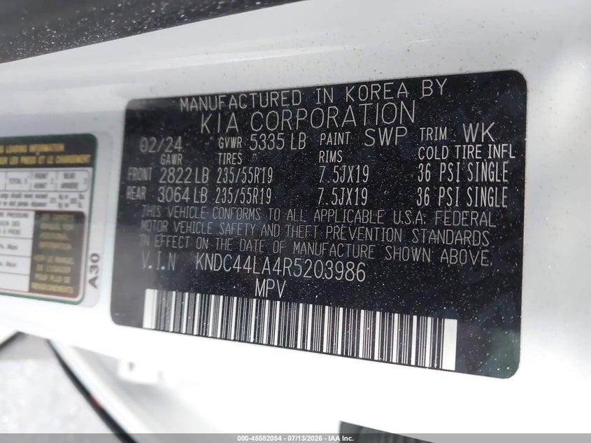 2024 Kia Ev6 Gt-Line VIN: KNDC44LA4R5203986 Lot: 45582054