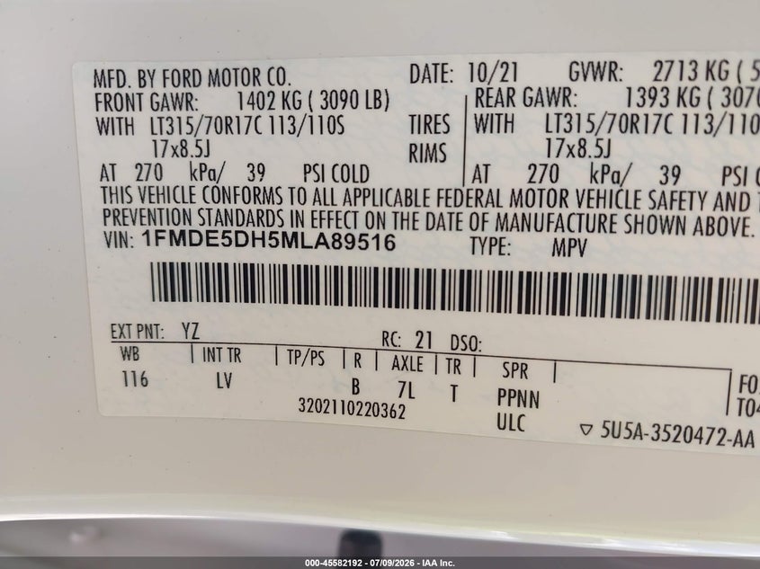 2021 Ford Bronco Big Bend VIN: 1FMDE5DH5MLA89516 Lot: 45582192