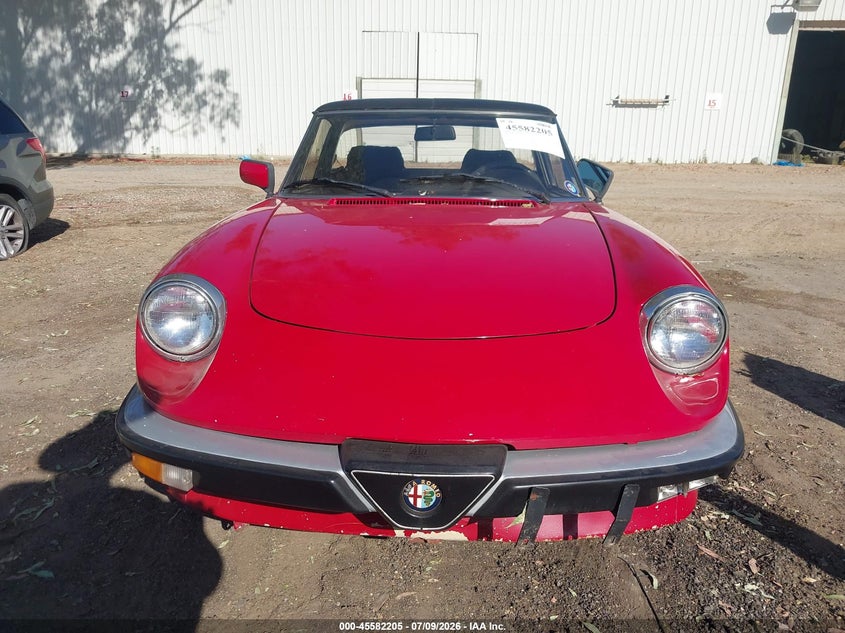 1986 Alfa Romeo Veloce 2000 Spider VIN: ZARBA5410G1038294 Lot: 45582205