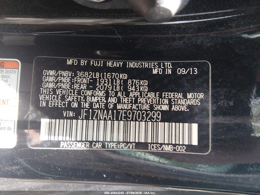 2014 Scion Fr-S VIN: JF1ZNAA17E9703299 Lot: 45582245