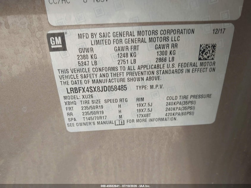 2018 Buick Envision Premium Ii VIN: LRBFX4SX8JD058485 Lot: 45582641