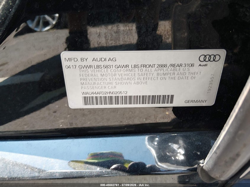 2017 Audi A8 L L 3.0T (Tiptronic) (No Longer Available For Ordering) VIN: WAU44AFD2HN020512 Lot: 45582761