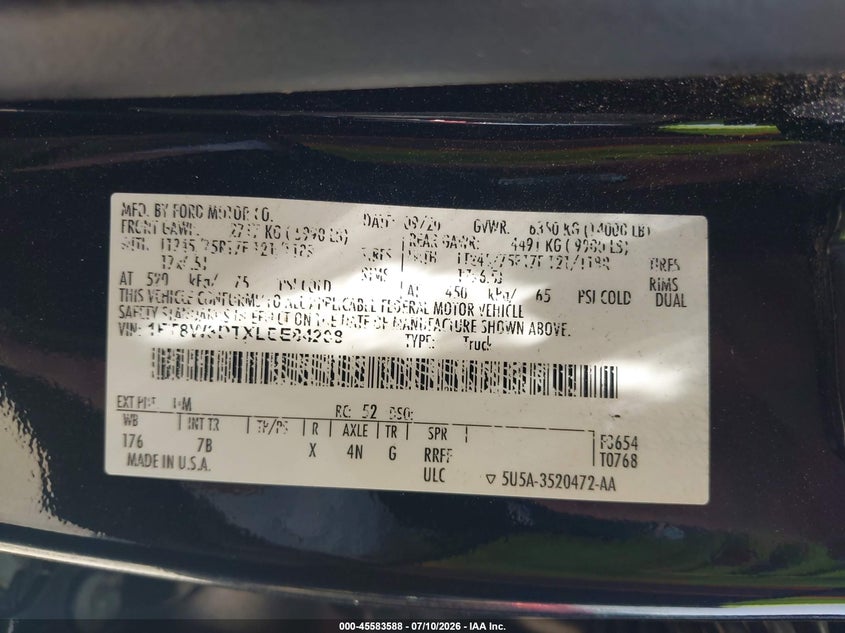 2020 Ford F-350 Platinum VIN: 1FT8W3DTXLEE84208 Lot: 45583588