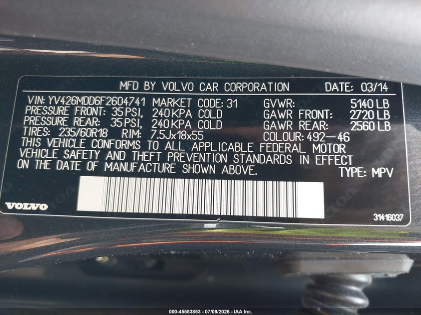 2015 Volvo Xc60 T5 Platinum VIN: YV426MDD6F2604741 Lot: 45583853
