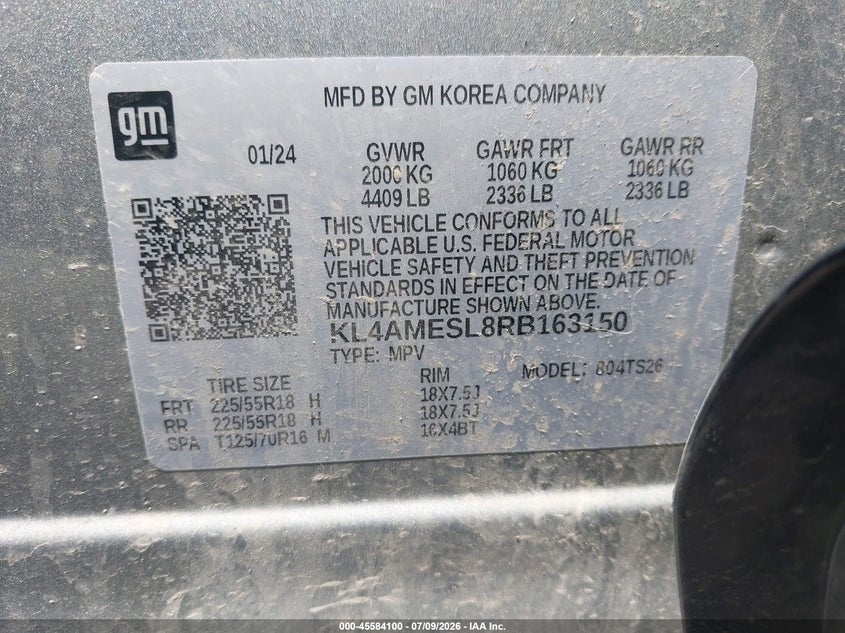 2024 Buick Encore Gx Sport Touring Awd VIN: KL4AMESL8RB163150 Lot: 45584100