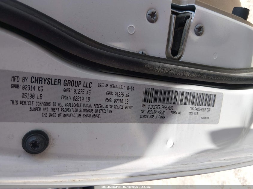 2014 Chrysler 300C VIN: 2C3CCAEG1EH355153 Lot: 45584419