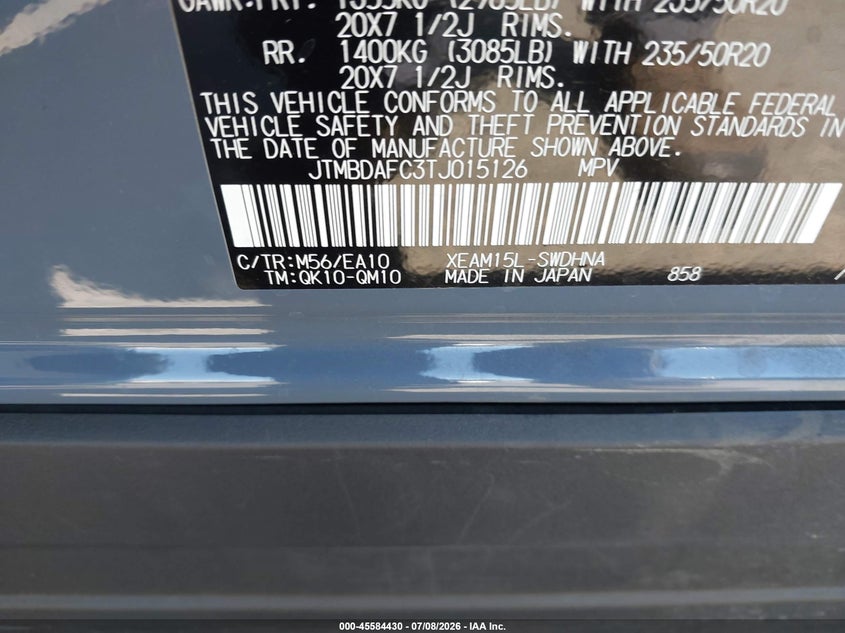 2026 Subaru Solterra Touring Xt VIN: JTMBDAFC3TJ015126 Lot: 45584430