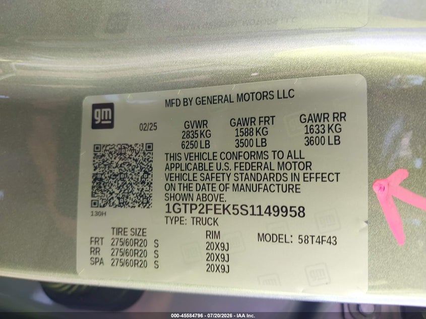 2025 GMC Canyon 4Wd Denali VIN: 1GTP2FEK5S1149958 Lot: 45584796