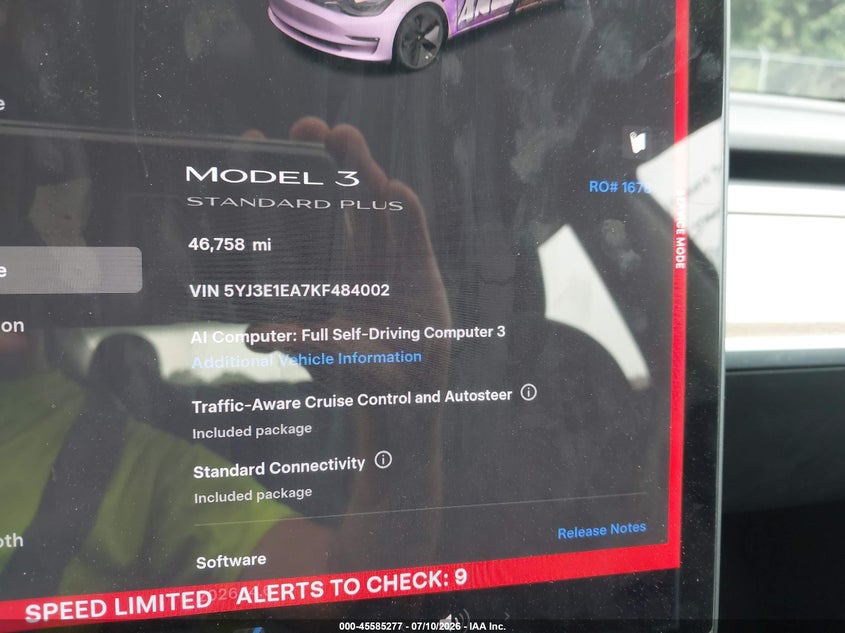 2019 Tesla Model 3 Long Range/Mid Range/Standard Range/Standard Range Plus VIN: 5YJ3E1EA7KF484002 Lot: 45585277