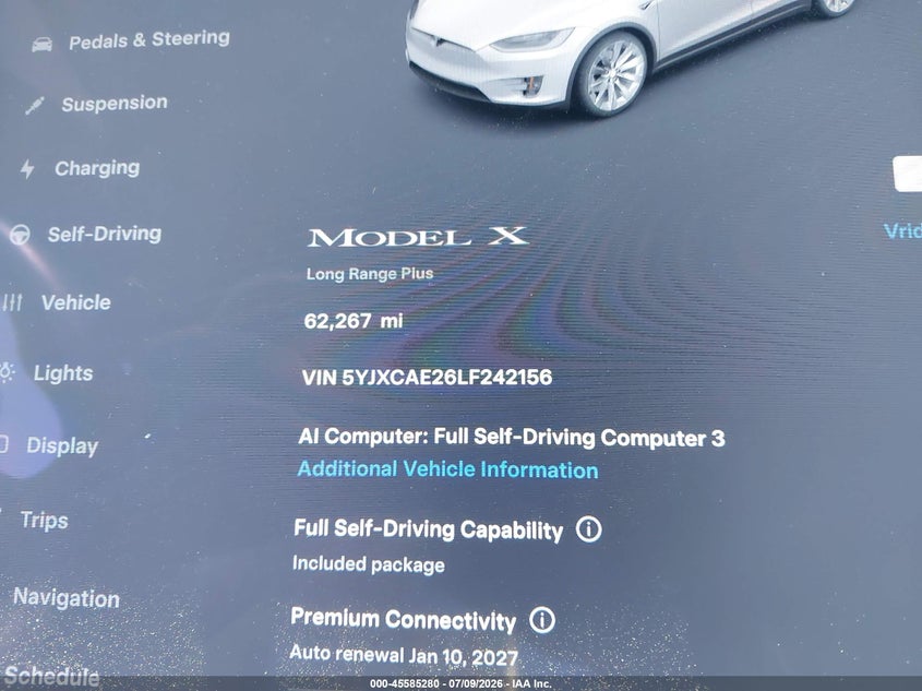 2020 Tesla Model X Long Range Dual Motor All-Wheel Drive/Long Range Plus Dual Motor All-Wheel Drive VIN: 5YJXCAE26LF242156 Lot: 45585280