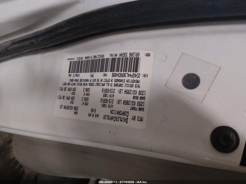 2006 Dodge Grand Caravan Sxt VIN: 2D4GP44L96R654096 Lot: 45585711