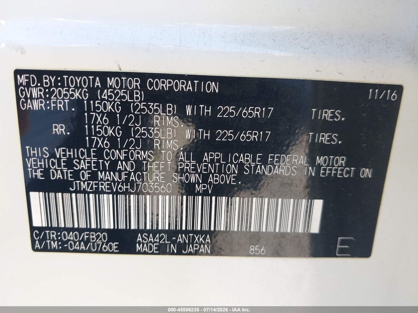 2017 TOYOTA RAV4 LE — Photo 9
