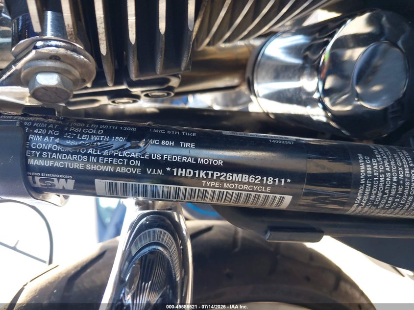 2021 Harley-Davidson Fltrxs VIN: 1HD1KTP26MB621811 Lot: 45586521