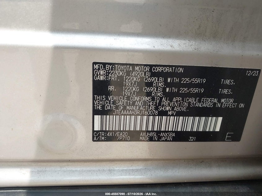 2024 Toyota Venza Limited VIN: JTEAAAAH3RJ160078 Lot: 45587098