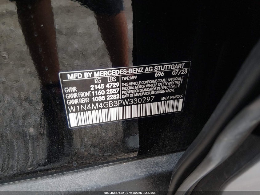 2023 Mercedes-Benz Glb 250 VIN: W1N4M4GB3PW330297 Lot: 45587422