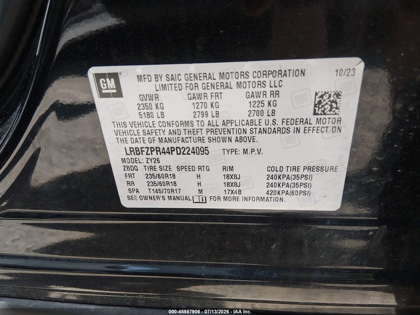 2023 Buick Envision Essence Awd VIN: LRBFZPR44PD224095 Lot: 45587906