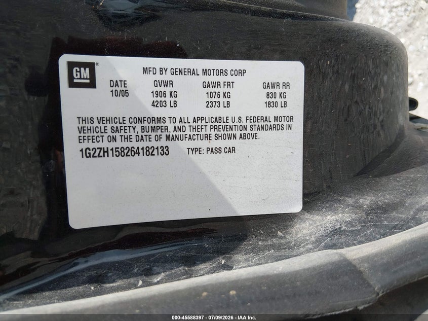 2006 Pontiac G6 Gt VIN: 1G2ZH158264182133 Lot: 45588397