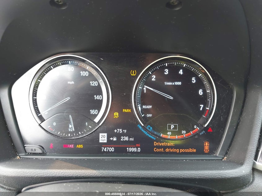2019 BMW X1 Sdrive28I VIN: WBXHU7C57K3H45634 Lot: 45588514