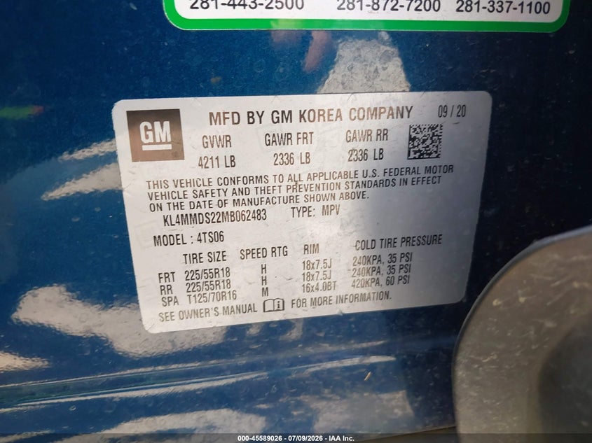 2021 Buick Encore Gx Fwd Select VIN: KL4MMDS22MB062483 Lot: 45589026